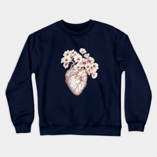 White Anemones for flowery Heart, Human Anatomy botanical Crewneck Sweatshirt